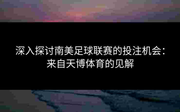 深入探讨南美足球联赛的投注机会：来自天博体育的见解