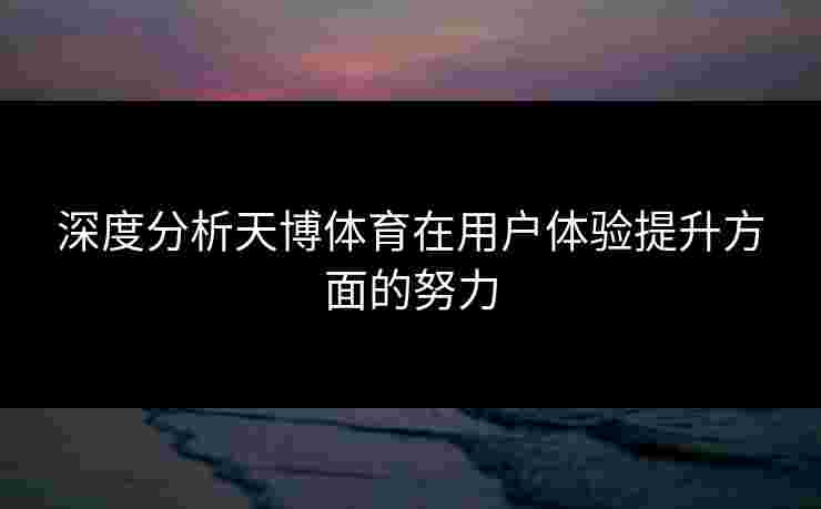 深度分析天博体育在用户体验提升方面的努力