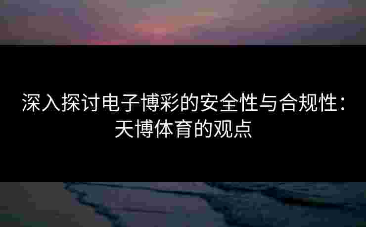 深入探讨电子博彩的安全性与合规性：天博体育的观点